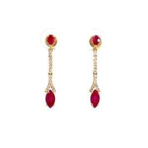 14K GOLD EARRINGS WITH DIAMOND AND RUBY