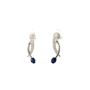 14k White Gold Diamond and Saphire Earrings 