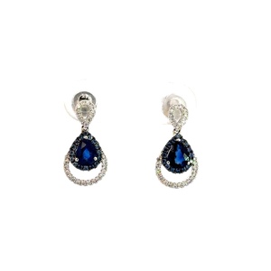 14k White Gold Sapphire Diamonds Earrings