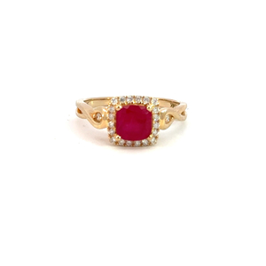 14k Yellow Gold Ruby & Diamond Ring 