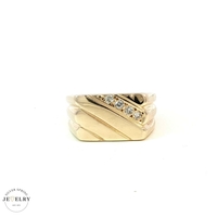 Men's 14k Yellow Gold Natural Diamond Signet Ring