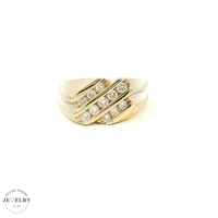 Men's 14k Yellow Gold Diamond Signet Ring 