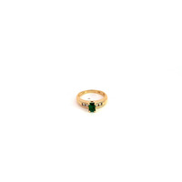 14K Yellow Gold Emerald & Diamond Ring Size 6.5