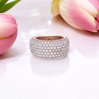 Silver Cocktail Ring CZ Rose Gold Plated