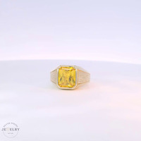 14k Yellow Gold Yellow Gemstone Signet Ring