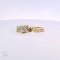 14k Yellow Gold Quartet of Princess Cut Trio Set