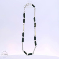 14k Black Beaded Link Bracelet 