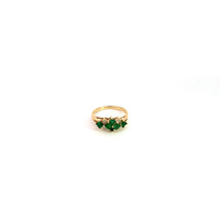 14K Yellow Gold Emerald & Diamond Ring Size 8