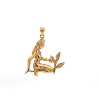 14K Yellow Gold Virgo Sign Pendant 