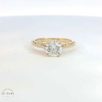 14k Solitaire Engagement Ring GIA 1.28ct Round Brilliant Cut Diamond 