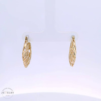 14K Yellow Gold Filigree Design Hoop Earrings