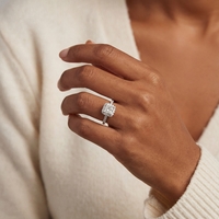 Platinum Halo Princess Cut Diamond Engagement Ring 