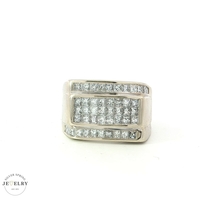 Men's Diamond Ring, 2.53 Carats Of Invisible Set Princess Cut Diamonds