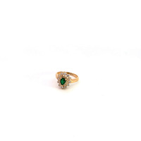 14K Yellow Gold Emerald & Diamond Ring