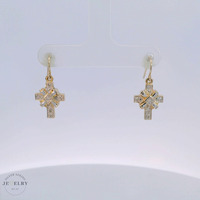 14K Dangle Cross Earrings