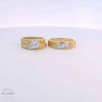 14k Yellow Gold Round Cubic Zirconia Trio Set