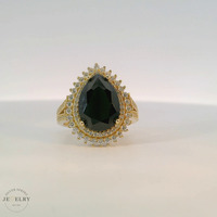 14k Yellow Gold Black Almond Gemstone Ring