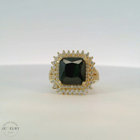 14k Yellow Gold Black Square Gemstone Ring