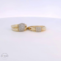 10k Yellow Gold Diamond Cluster Trio Set