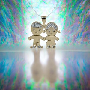 14Kt Two-Tone Boy & Girl Pendant 