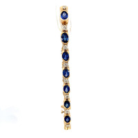 14K Two Tone Gold Sapphire and Diamond 7.5" Bracelet