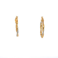 14kt Tri-Toned Twisted Oval Hoop Earrings