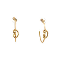 14k Yellow Gold Friction Back Love Knot Hoop Earrings