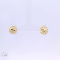 14k Diamond Cut Stud Dome Earrings