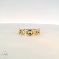 14k Yellow Gold Anchor Puff Link Ring