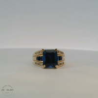 10k Yellow Gold Sapphire and Diamond Cocktail Ring