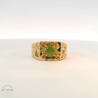 10k Yellow Gold Jade Stone Signet Ring