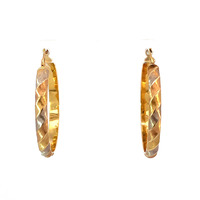 14kt Tri-Toned Twist Hoop Earrings