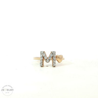 14K Yellow Gold "M" Initial Ring