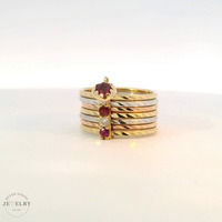 14k Yellow Gold Tri-Color Semanario Ring