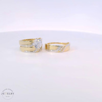 14k Yellow Gold Round Cubic Zirconia Trio Set