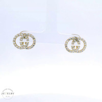 14k "GG" Fashion Cz Stud Earrings