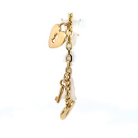 14K Yellow Gold 7.25" Rolo Link Charm Bracelet