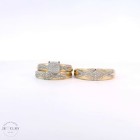 10k Yellow Gold Diamond Cluster Trio Set