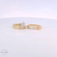 14k Yellow Gold Round Cubic Zirconia Trio Set