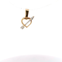 14K Two-Tone Gold Heart & Arrow Pendant