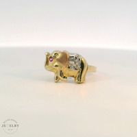 14k Yellow Gold Two-Tone Elephant Ring