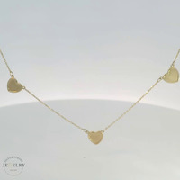 14K Yellow Gold Cable Link Heart Necklace