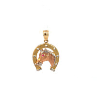 14K Tri-Color Gold Horseshoe Pendant