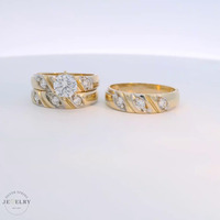 14k Yellow Gold Round Cubic Zirconia Trio Set