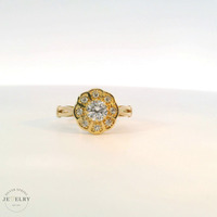 14k Yellow Gold Flower W/ Cubic Zirconia Ring