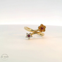 14k Yellow Gold Flower Bypass Ring