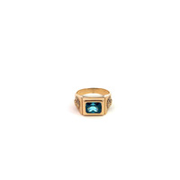 14K Yellow Gold Blue Topaz Signet Ring