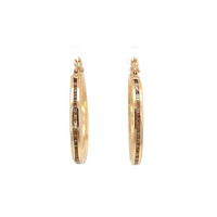 14K Yellow Gold Cz Hoop Earrings 