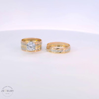 14k Yellow Gold Round Cubic Zirconia Trio Set