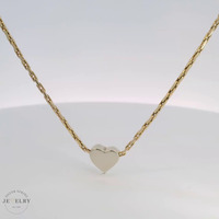 14K Yellow Gold Serpentine Chain with Heart Slider Pendant 